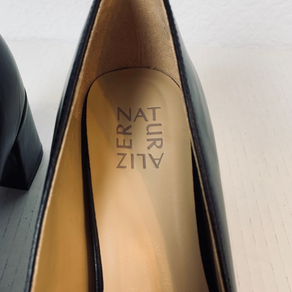 Naturalizer Warner Bit Pumps Womens 8.5M Black Leather Square Toe Block Heel - Picture 4 of 9